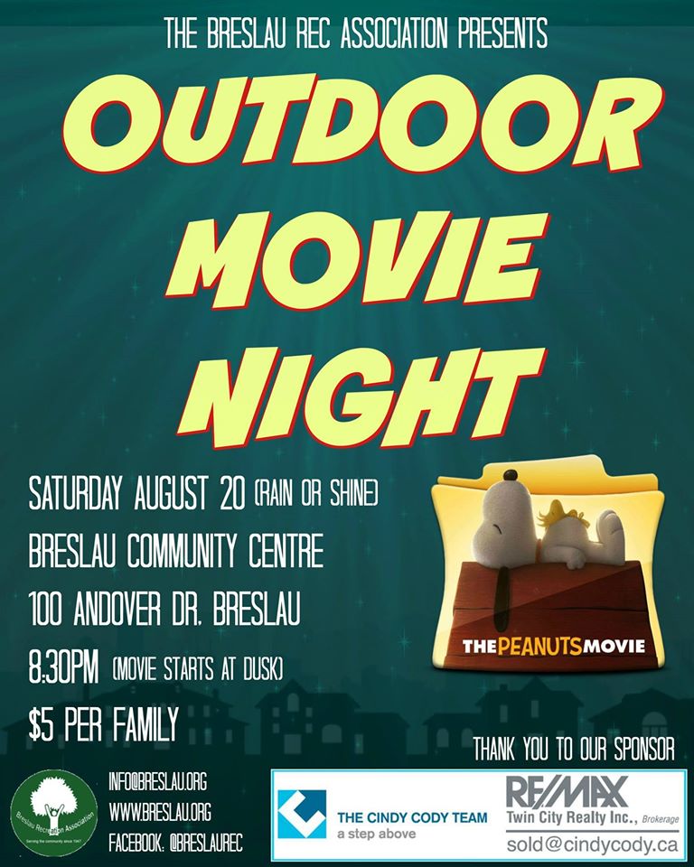 Breslau Outdoor Movie Night - Movies with Cody Bear