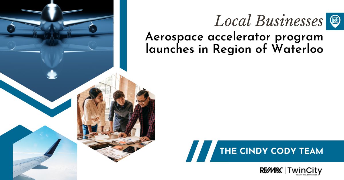 Images of airplanes and text reading: Aerospace Accelerator Program Launched in Region of Waterloo