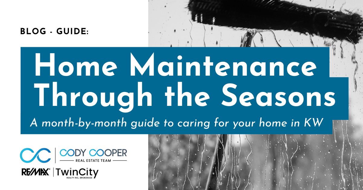 Text reading: Home maintenance through the seasons. A month-by-month guide to caring for your home in KW